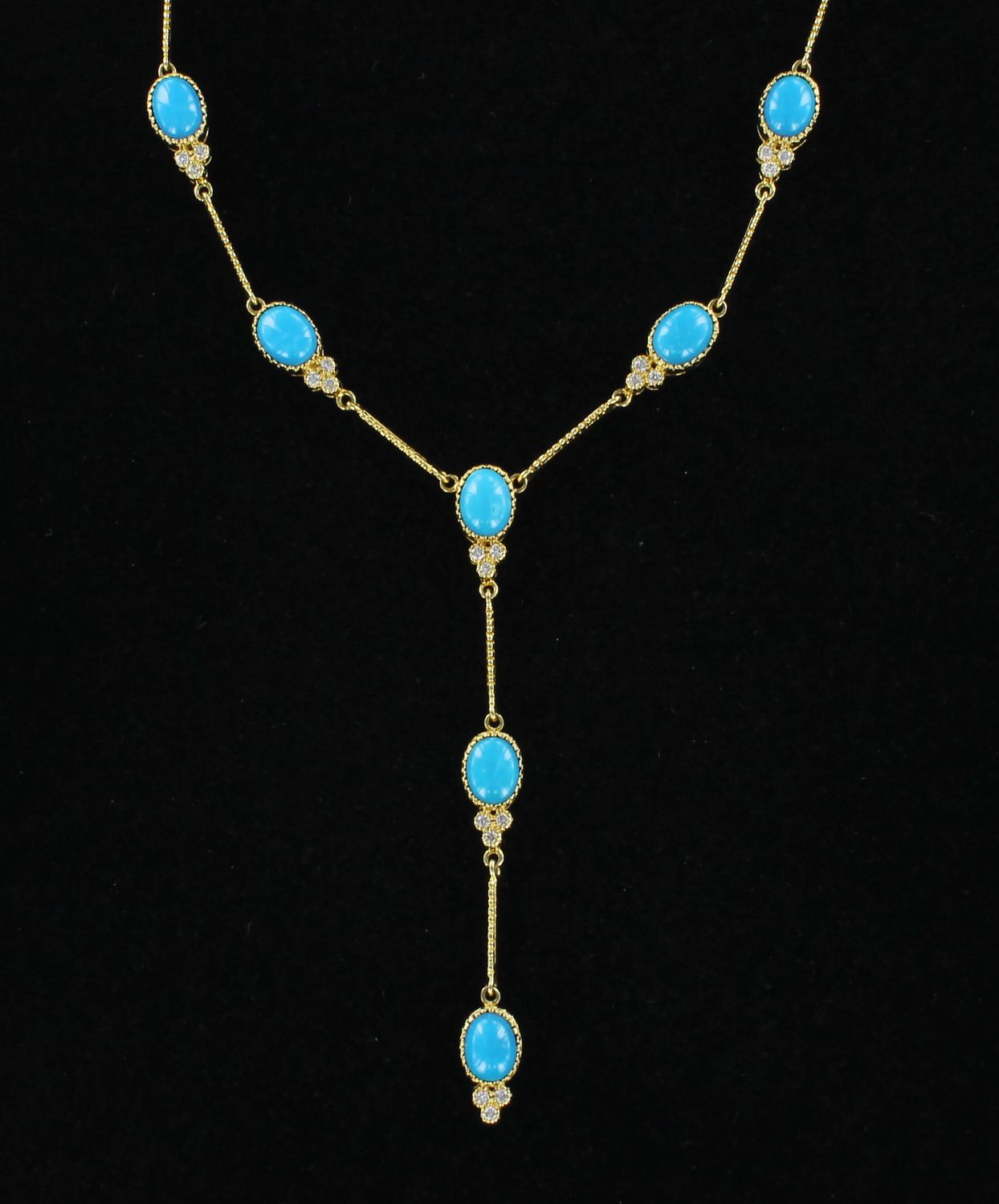 14KTY TURQUOISE WITH .66 CT TW DIAMOND NECKLACE