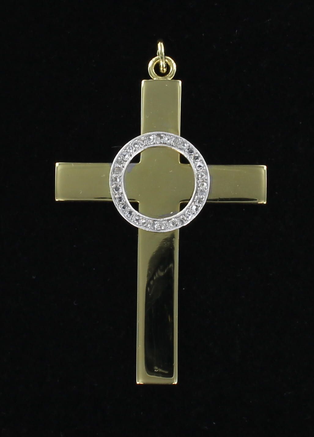 18KTY CROSS WITH DIAMONDS