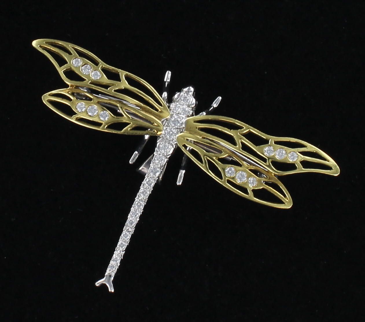 18KTY .90 CT TW DIAMOND DRAGONFLY PIN/PENDANT