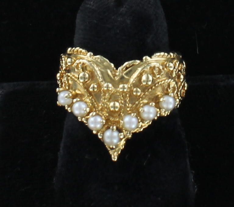 14KTY TEXTURED PEARL RING