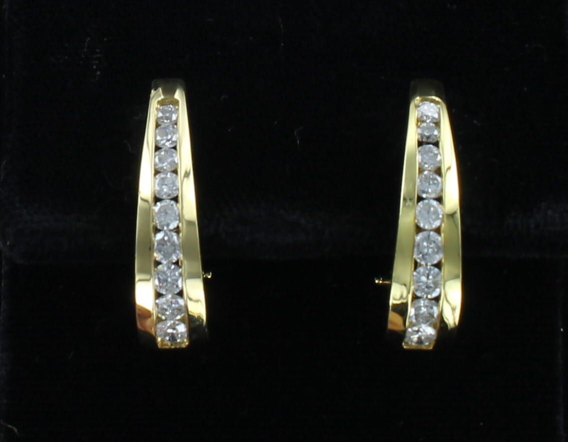 14KTY 1.60 CT TW DIAMOND HOOP EARRINGS