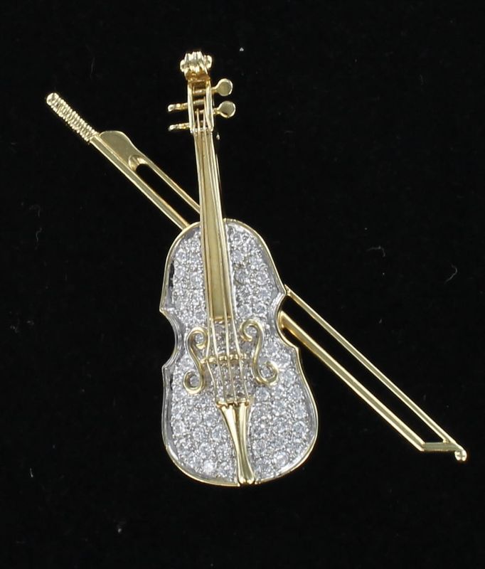 14KT 2.0 CT TW DIAMOND VIOLIN PIN