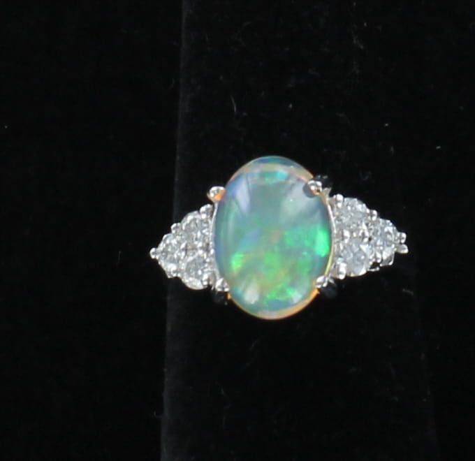 14KTW OPAL AND DIAMOND RING