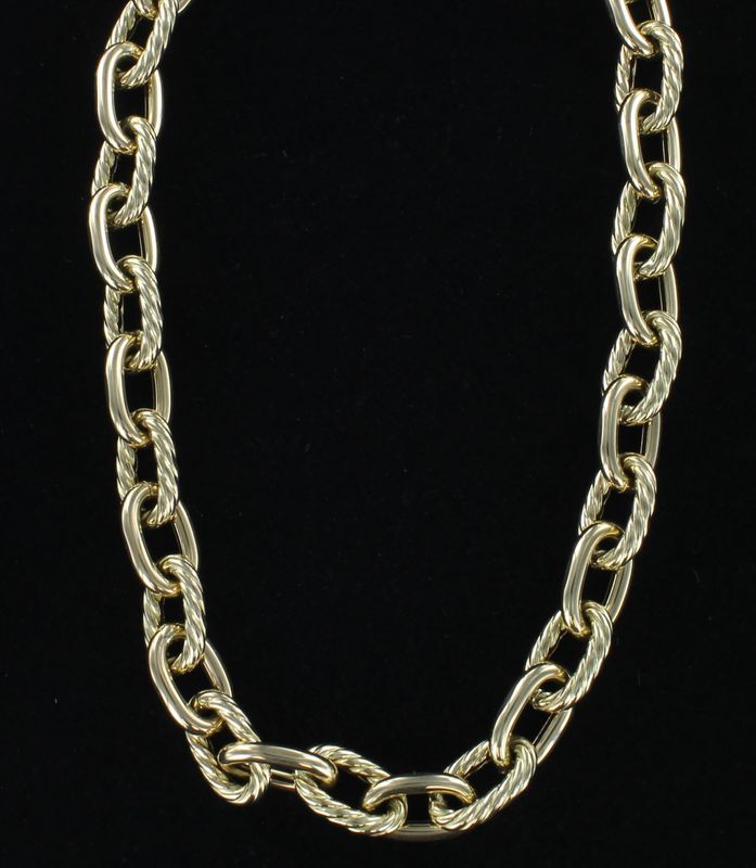 14KTY LINK NECKLACE, 16.5 INCHES