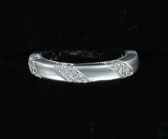14KT BRUSHED WHITE GOLD WITH .80 CT TW DIAMOND BAND