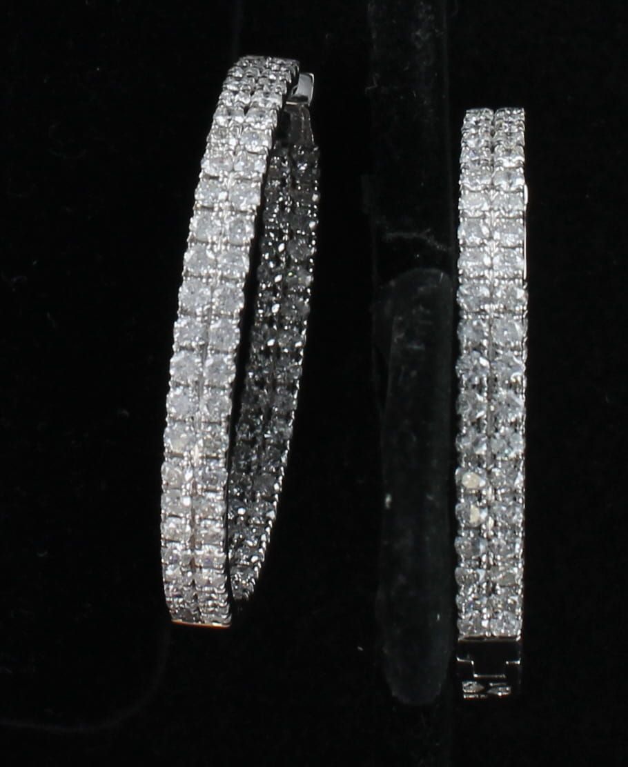 14KTW 4.5 CT TW ROUND BRILLIANT DIAMOND HOOP EARRINGS