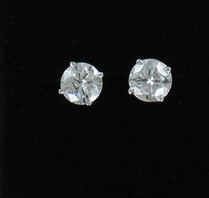 14KTW 4.03 CT TW ROUND BRILLIANT DIAMOND STUD EARRINGS