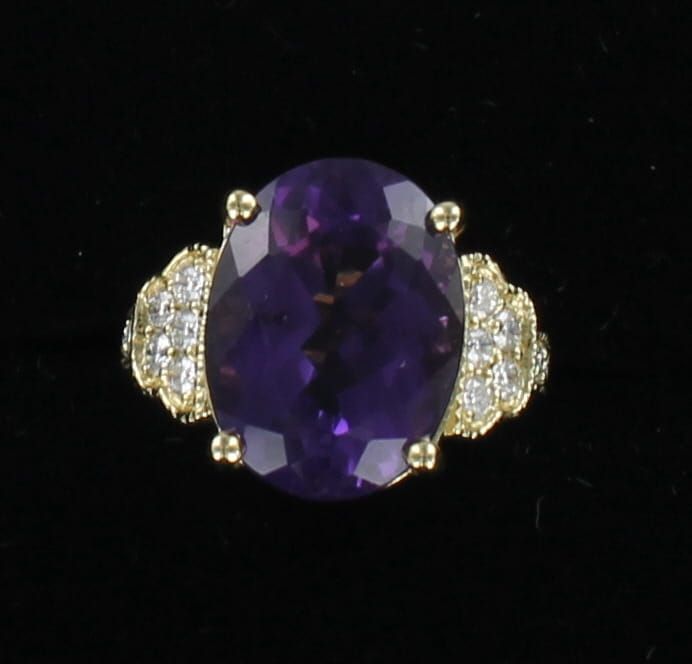 14KTY 9.64 CT. AMETHYST WITH .58 CT TW DIAMOND RING