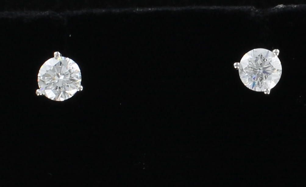 14KTW 2.14 CT TW ROUND BRILLIANT DIAMOND STUD EARRINGS