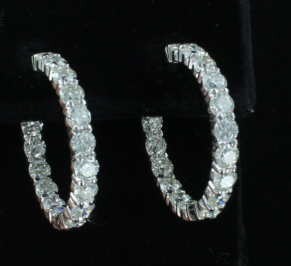 14KTW 9.76 CT TW ROUND BRILLIANT DIAMOND HOOP EARRINGS
