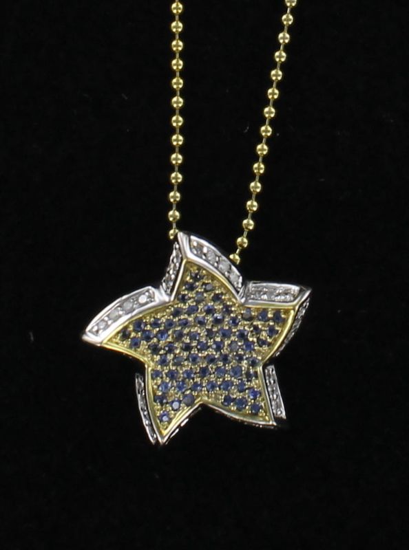 18KTY SAPPHIRE AND DIAMOND STAR PENDANT