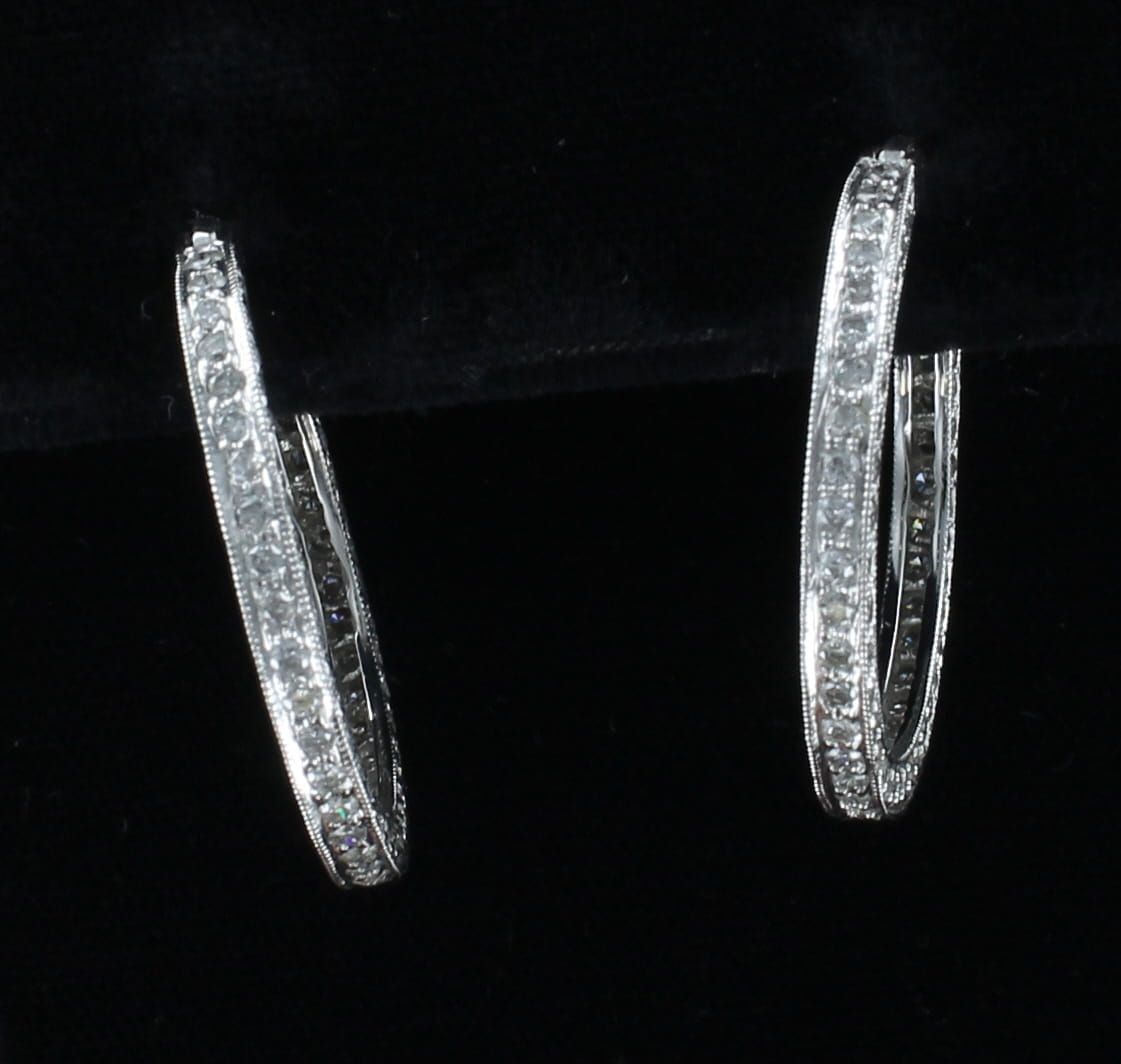 14KTW 3.0 CT TW DIAMOND HOOP EARRINGS