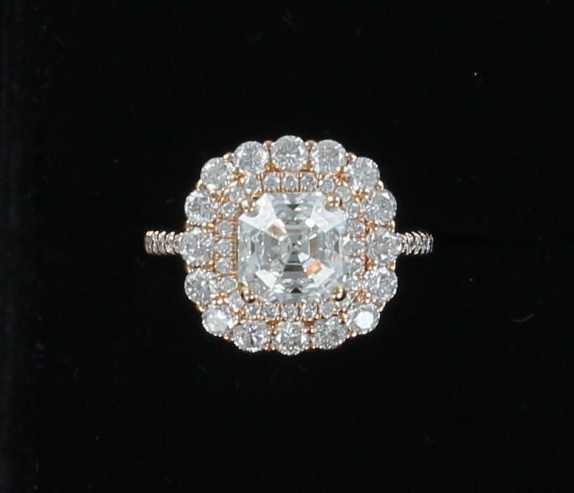 14KTR GIA 2.43 CT. ASSCHER CUT DIAMOND ENGAGEMENT RING