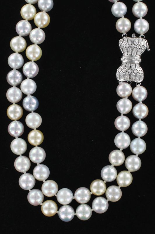 14KTW 9.5-10.0MM  TAHITIAN GRAY AND GOLD PEARL NECKLACE
