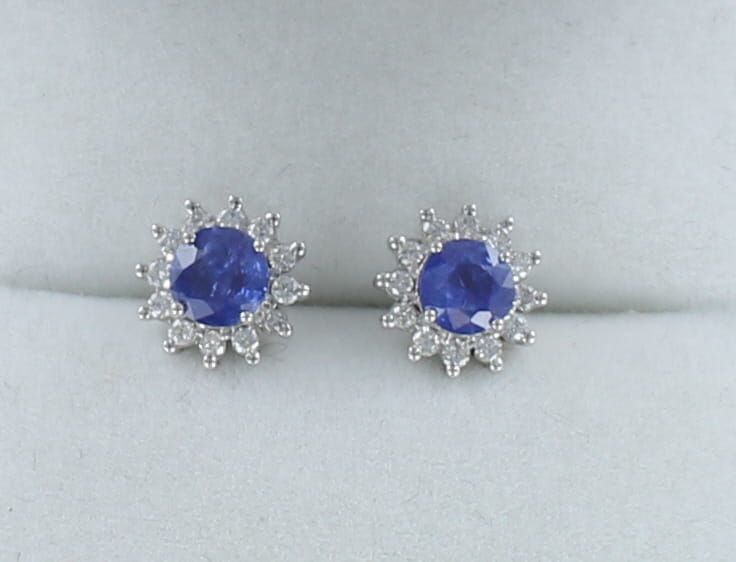 14KTW SAPPHIRE AND DIAMOND EARRINGS