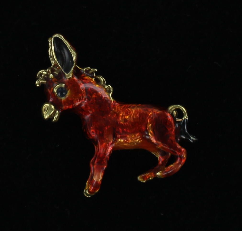 18KTY ENAMEL DONKEY PIN