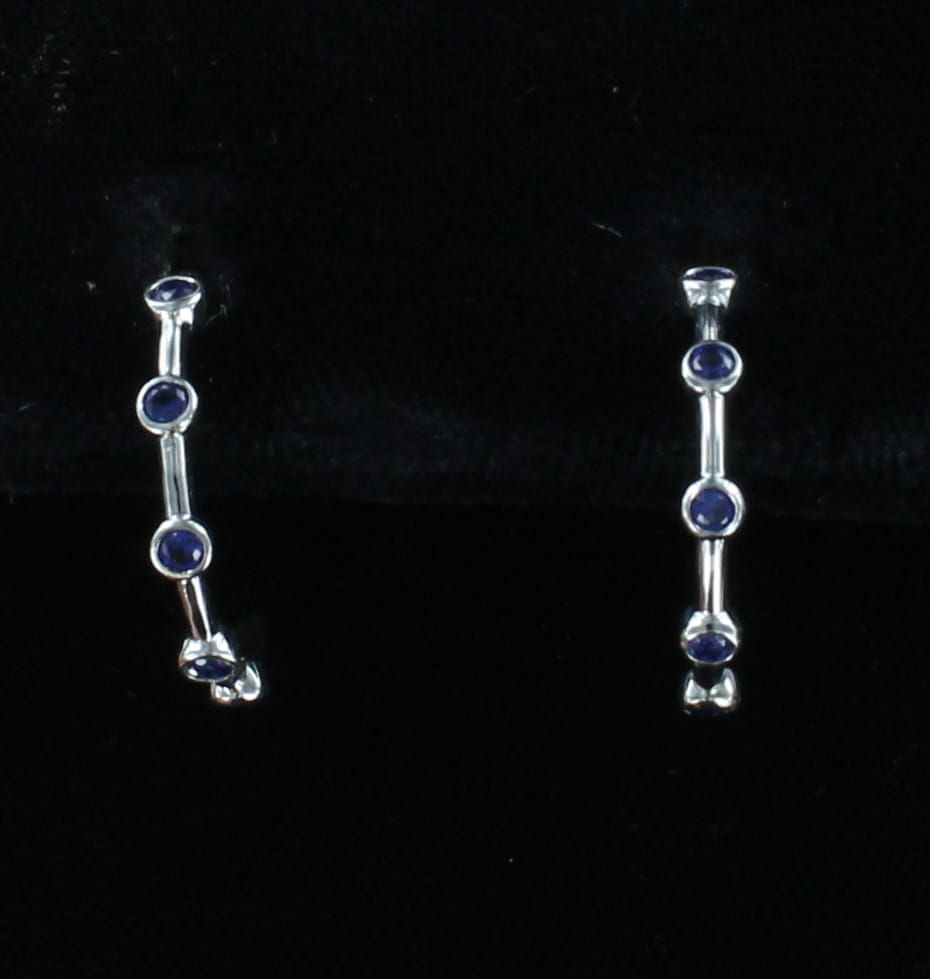 14KTW .42 CT TW SAPPHIRE HOOP EARRINGS