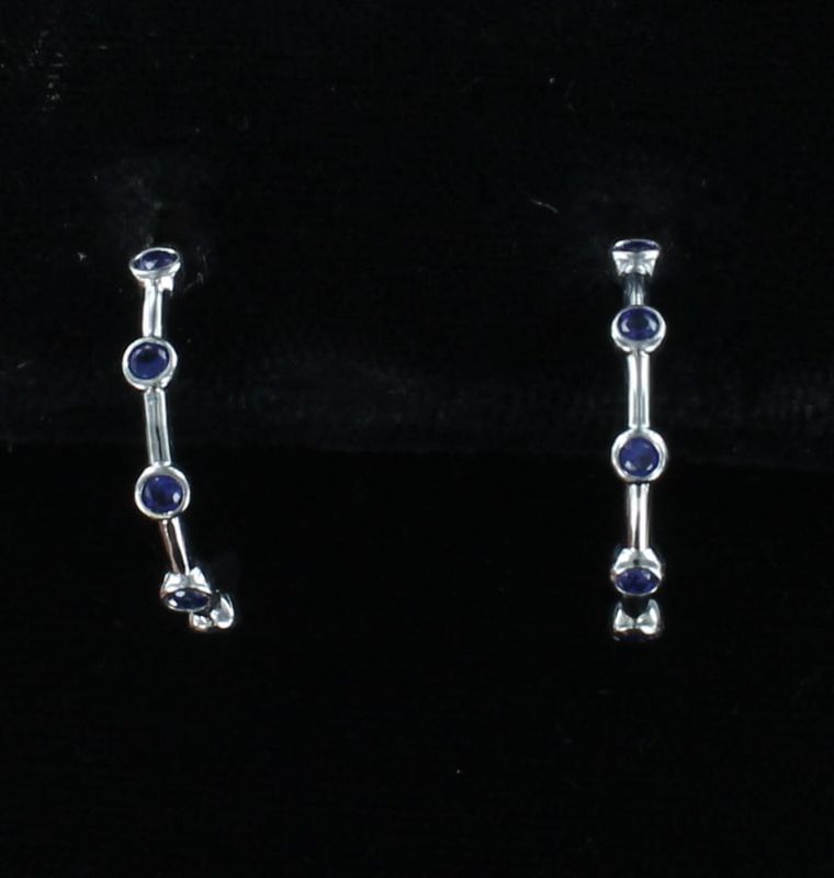 14KTW .42 CT TW SAPPHIRE HOOP EARRINGS