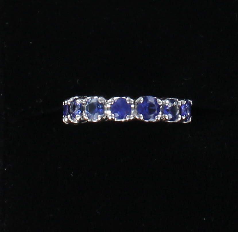 14KTW 3.20 CT TW SAPPHIRE ETERNITY BAND, SZ 5.25