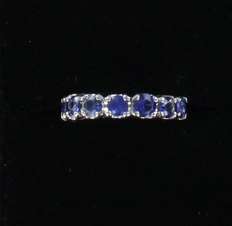 14KTW 3.20 CT TW SAPPHIRE ETERNITY BAND, SZ 5.25
