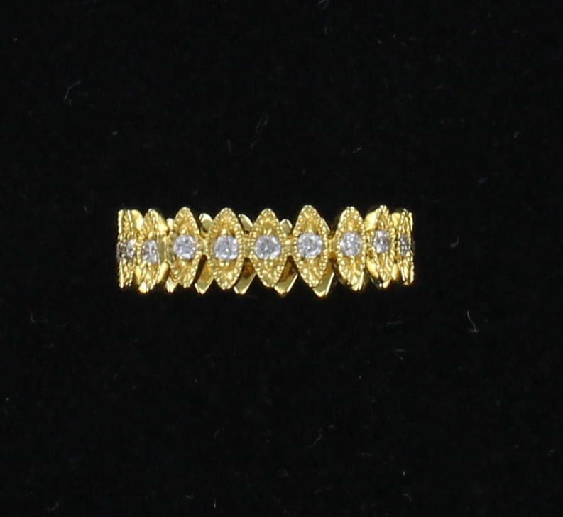 14KTY .49 CT TW ROUND DIAMOND ETERNITY BAND, SZ 8