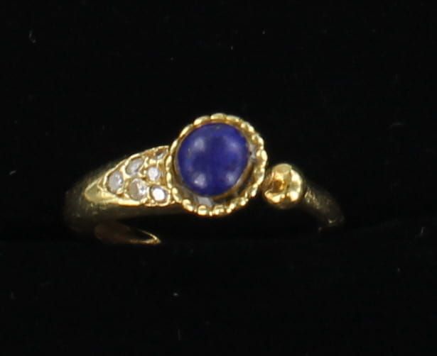 18KTY LAPIS AND DIAMOND RING
