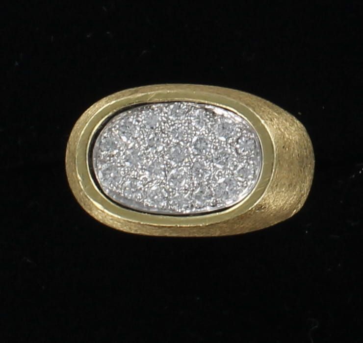 14KTY 1.0 CT TW ROUND BRILLIANT FLORENTINE FINISH RING