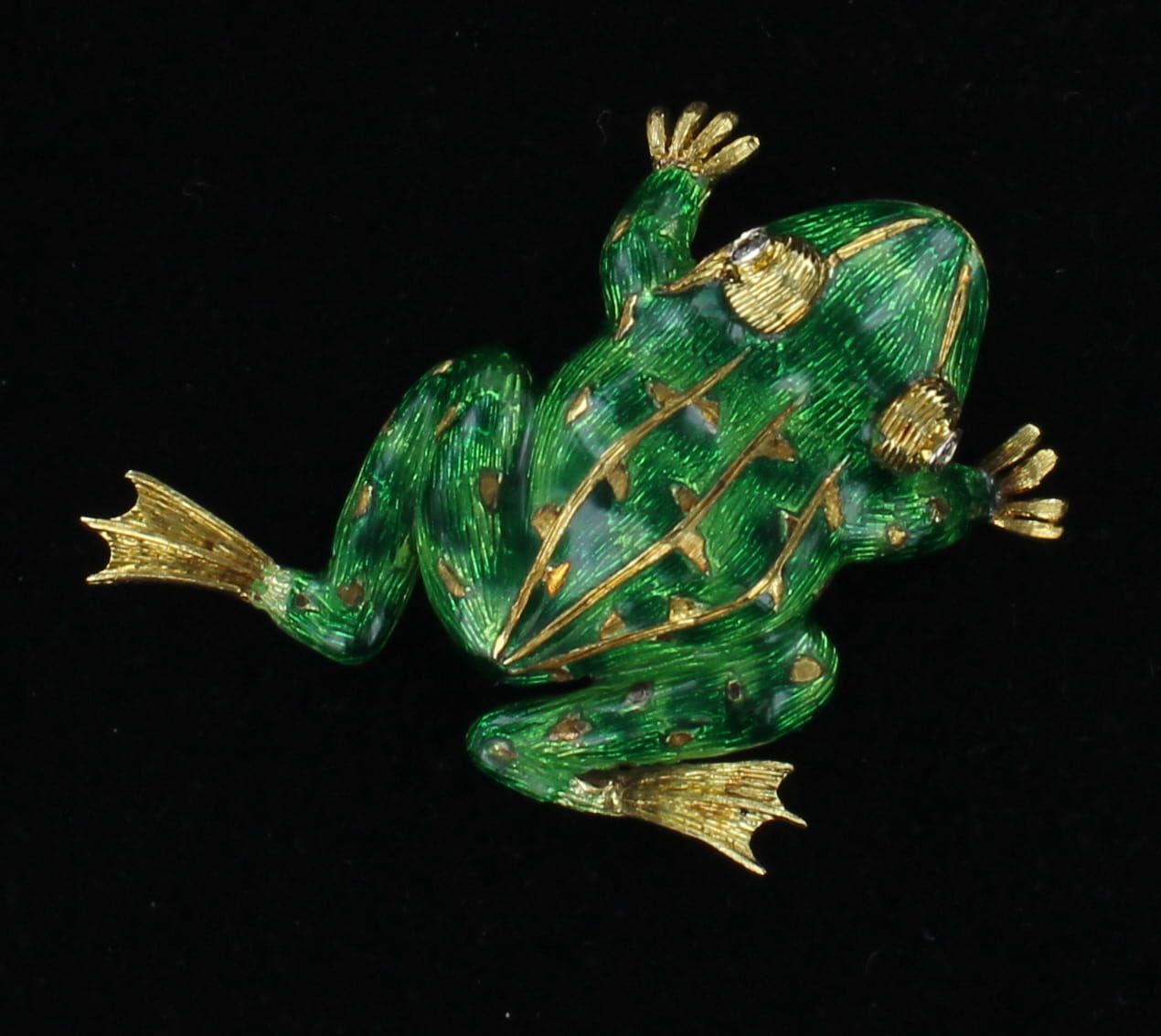 18KTY ENAMEL FROG PIN