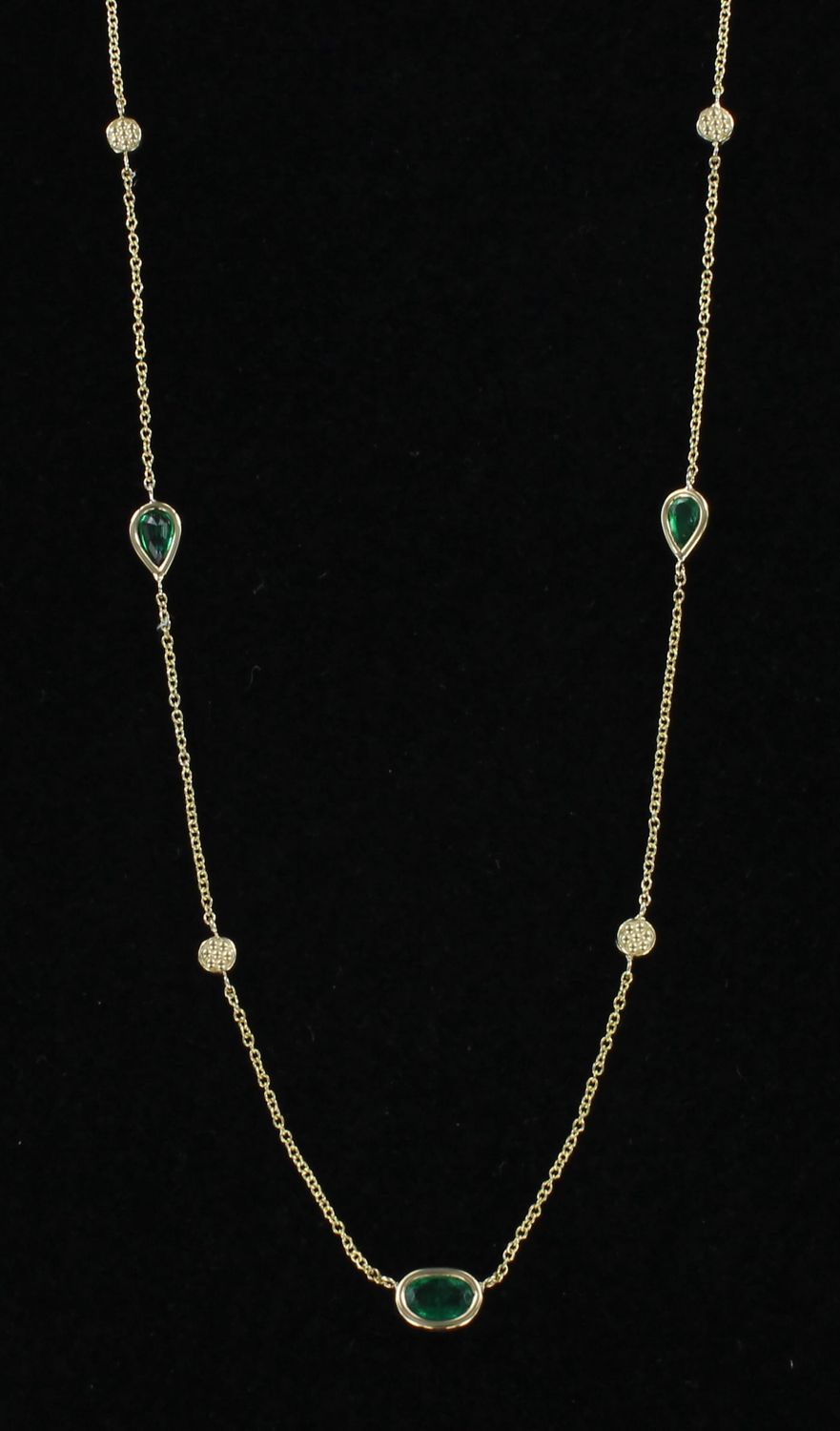 14KTY EMERALD AND DIAMOND BY THE YARD CHAIN