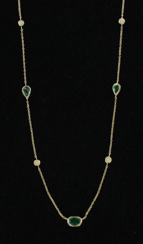 14KTY EMERALD AND DIAMOND BY THE YARD CHAIN