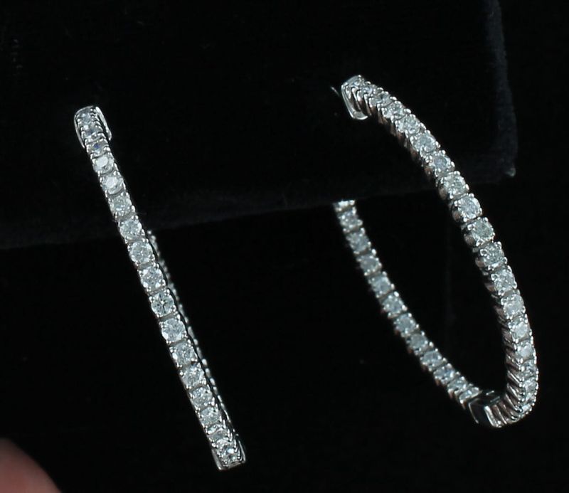 14KTW ROUND BRILLIANT DIAMOND HOOP EARRINGS