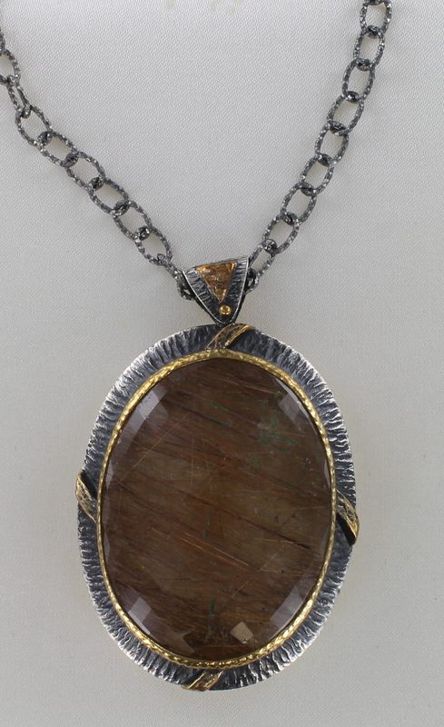 STERLING SILVER RUTILATED QUARTZ PENDANT