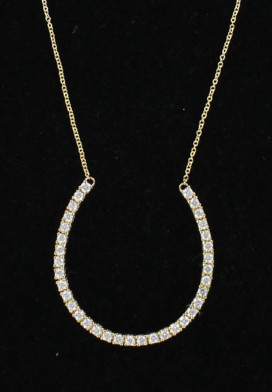 14KTY 1.10 CT TW ROUND BRILLIANT DIAMOND HORSESHOE NECKLACE