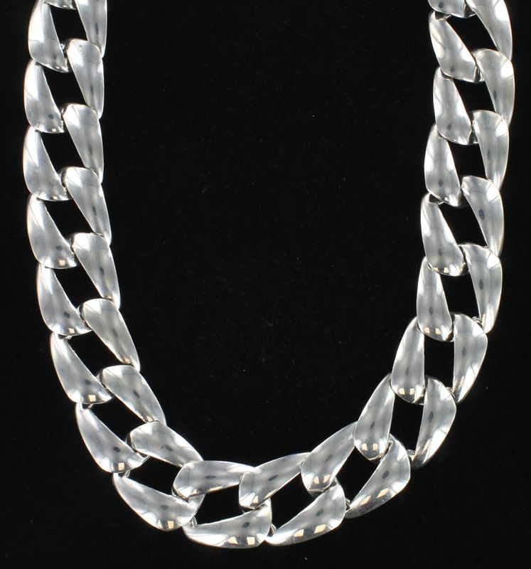 STERLING SILVER LINK NECKLACE, 18