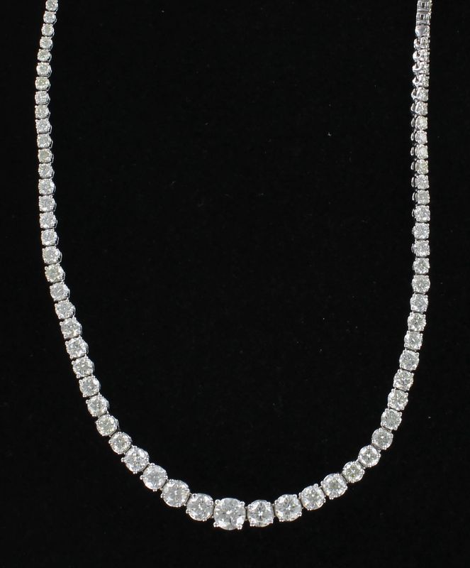 14KTW 12.31 CT TW ROUND BRILLIANT DIAMOND GRADUATED NECKLACE, 16.25