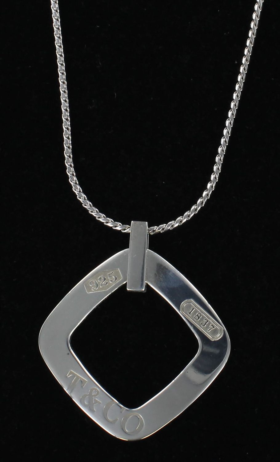 STERLING SILVER TIFFANY &amp; CO 1837 SQUARE NECKLACE