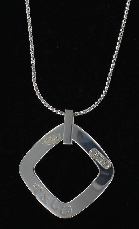 STERLING SILVER TIFFANY &amp; CO 1837 SQUARE NECKLACE