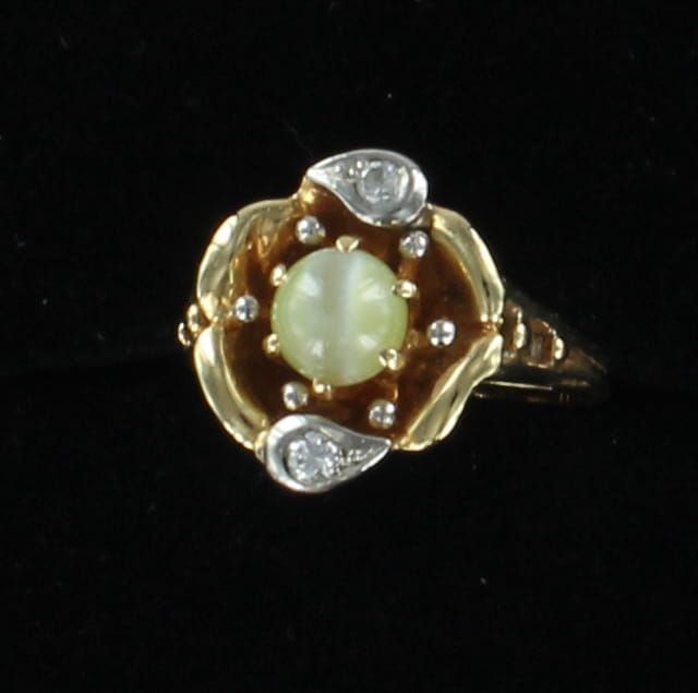 14KTY CATS EYE WITH DIAMOND RING