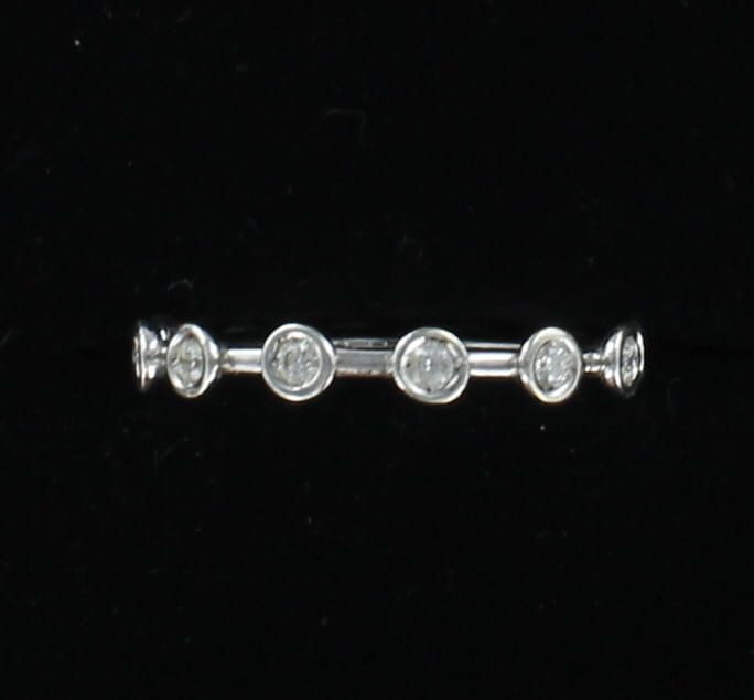 14KTW .38 CT TW BEZEL SET ROUND DIAMOND ETERNITY BAND, SZ 8