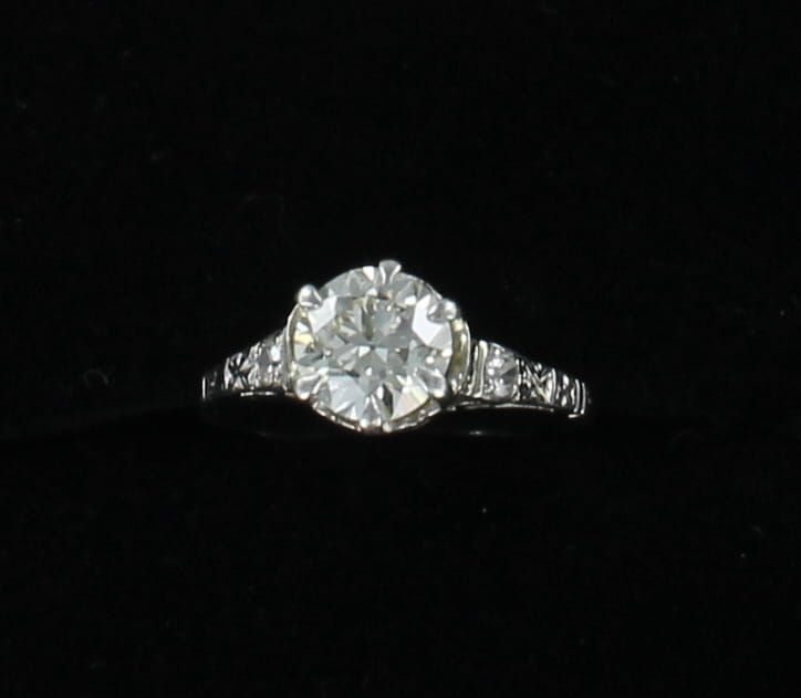 PLATINUM 1.10 CT OLD EUROPEAN CUT DIAMOND ENGAGEMENT RING