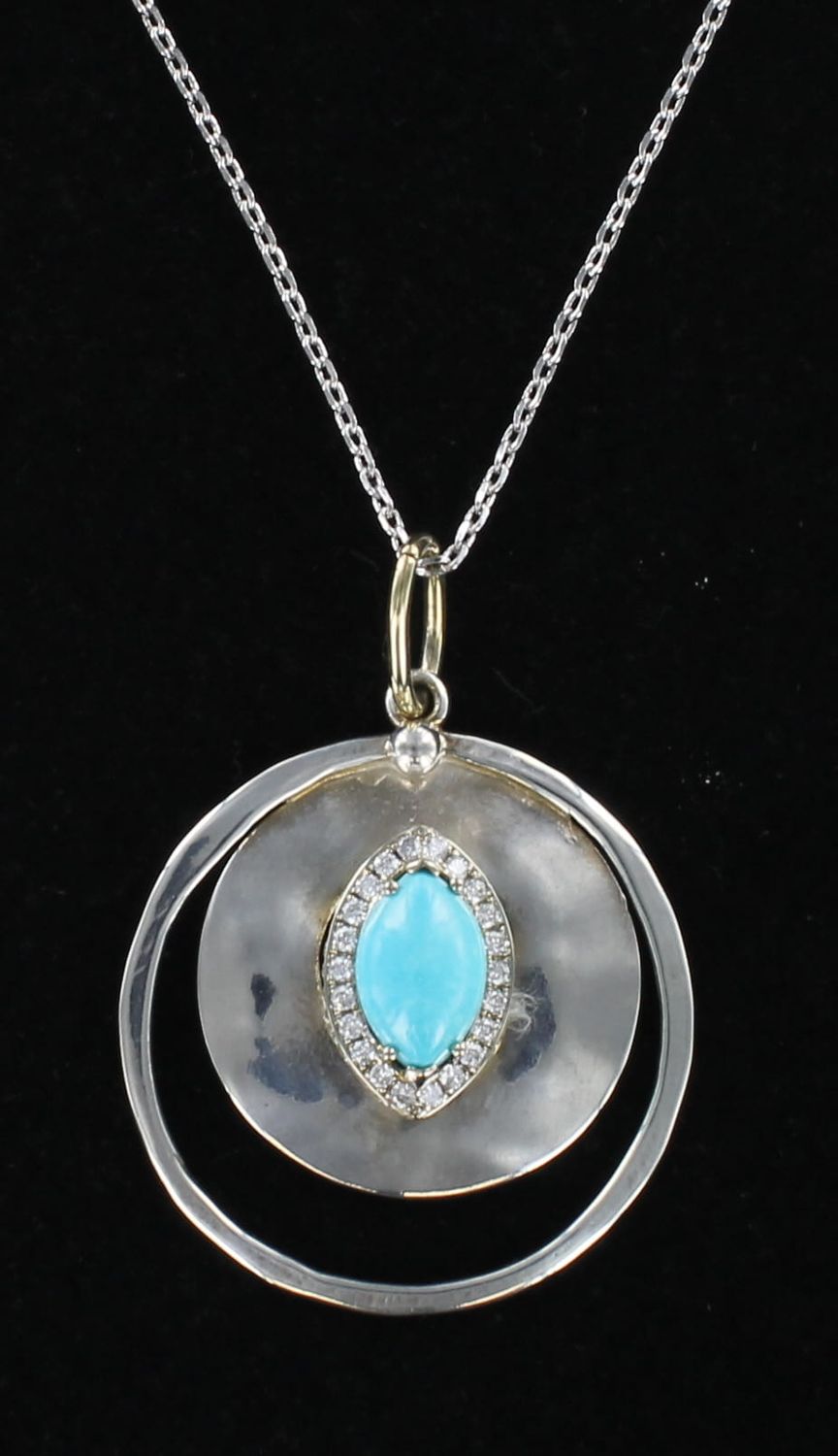 STERLING SILVER TURQUOISE DIAMOND PENDANT