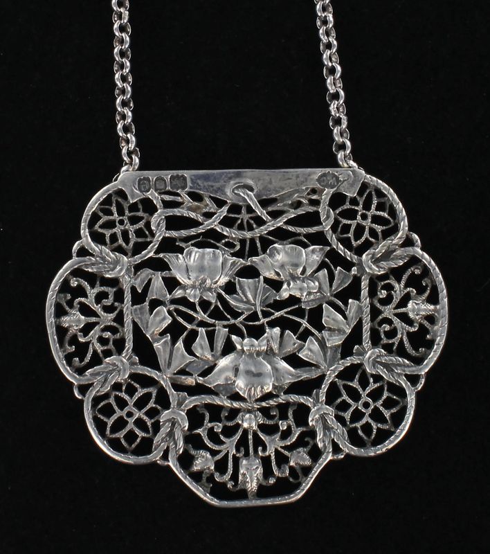 STERLING SILVER NURSES BELT BUCKLE NECKLACE, CA 1900