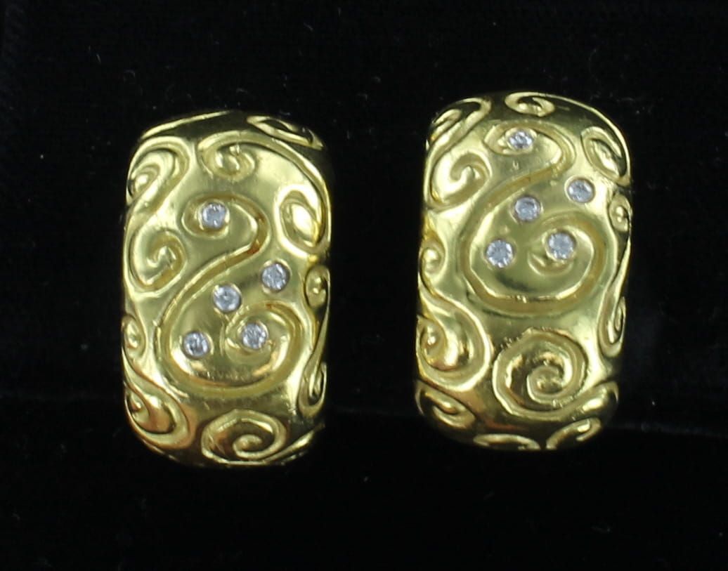 18KTY TEXTURED DIAMOND EARRINGS