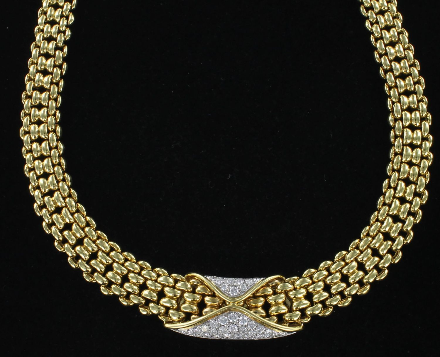 18KTY PANTHER LINK NECKLACE WITH DIAMONDS, 142.4G