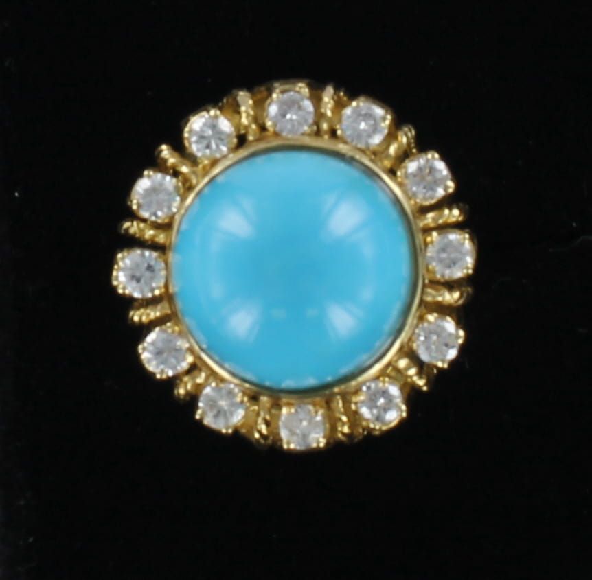 18KTY TURQUOISE AND DIAMOND RING