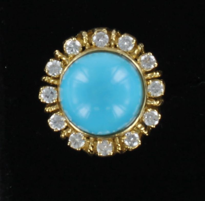 18KTY TURQUOISE AND DIAMOND RING