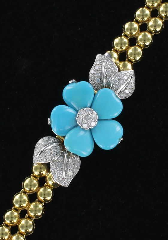 18KTY TURQUOISE AND DIAMOND BRACELET