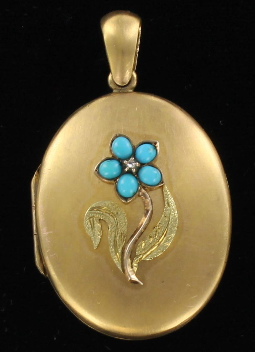 12KT LOCKET WITH TURQUOISE CIRCA 1900