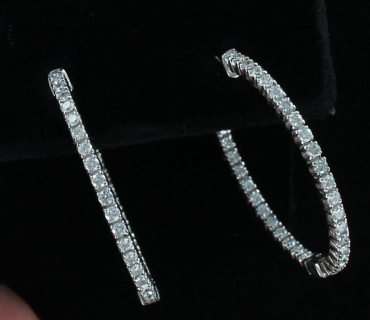14KTW ROUND BRILLIANT DIAMOND HOOP EARRINGS