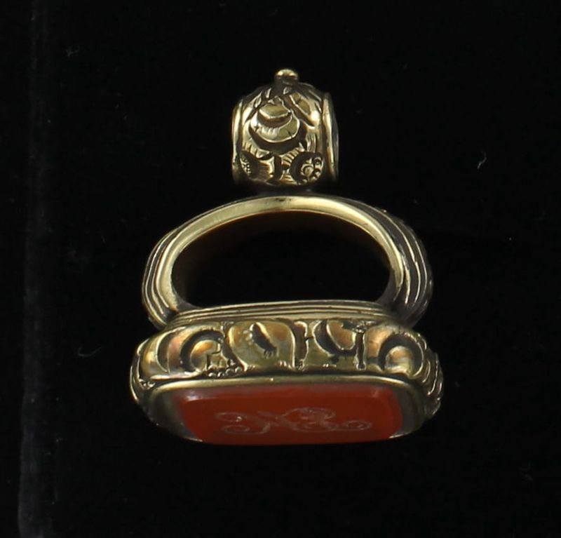 GOLD-FILLED CARNELIAN FOB CIRCA 1900